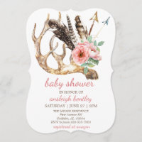 Boho floral et invitation de baby shower d'Antler