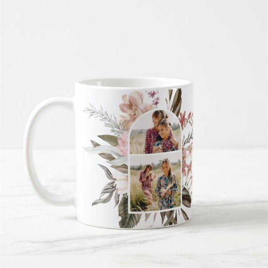 Boho Floral et verdure Photo Café Mug (Gauche)