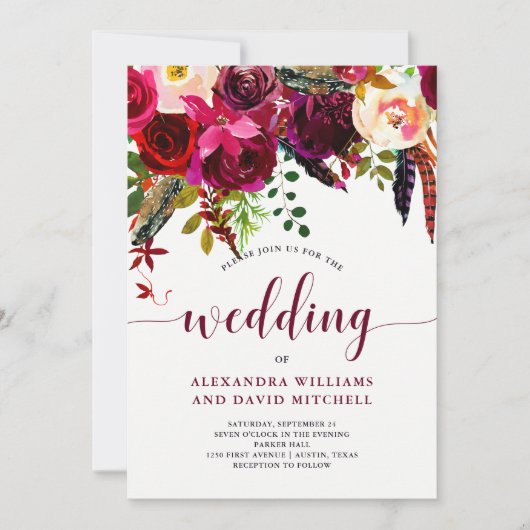 Boho Floral | Faire-part de mariage (Devant)