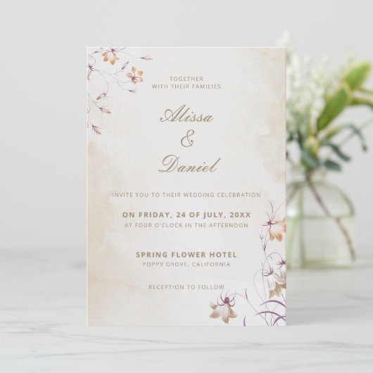 Boho Floral Faire-part de mariage (Debout devant)