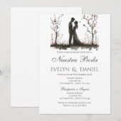 Boho Floral Faire-part de mariage en espagnol (Devant / Derrière)