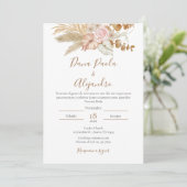 Boho Floral faire-part de mariage en espagnol (Debout devant)