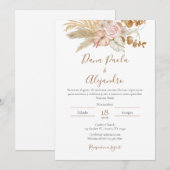 Boho Floral faire-part de mariage en espagnol (Devant / Derrière)