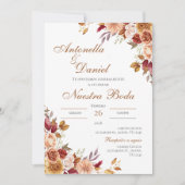 Boho Floral Faire-part de mariage en espagnol (Devant)