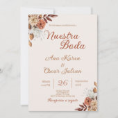 Boho Floral Faire-part de mariage espagnol (Devant)