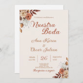 Boho Floral Faire-part de mariage espagnol (Devant / Derrière)