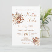 Boho Floral Faire-part de mariage espagnol (Debout devant)