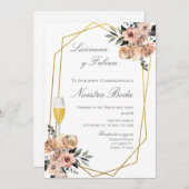 Boho Floral Faire-part de mariage espagnol (Devant / Derrière)