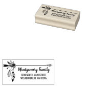 Boho Floral Feather aangepaste naam retouradres Rubberstempel (Gestempeld)