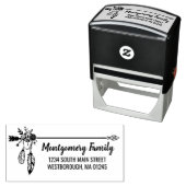 Boho Floral Feather aangepaste naam retouradres Zelfinktende Stempel (In situ)