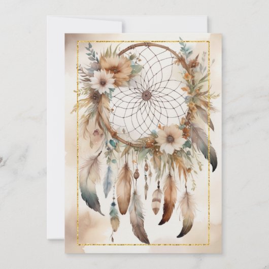 Boho Floral Feather Dreamcatcher Wedding Save The Date (Achterkant)