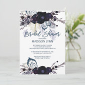 Boho Floral Feather nuptiale Douche Invitation (Debout devant)