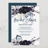 Boho Floral Feather nuptiale Douche Invitation (Devant / Derrière)