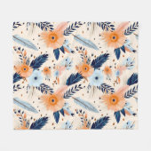 Boho  Floral Feather Pattern Fleece Deken (Voorkant (Horizontaal))