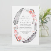 Boho Floral Feathers Vrijgezellenfeest Kaart (Staand voorkant)