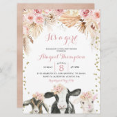 Boho floral ferme fille baby shower invitation (Devant / Derrière)
