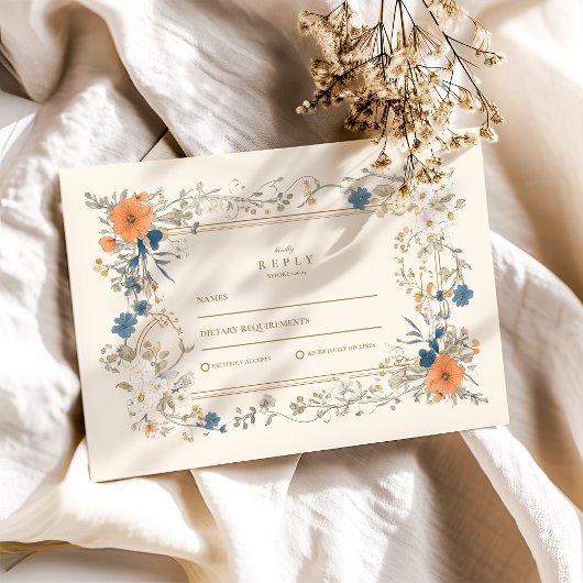 Boho Floral Fern Wedding RSVP Kaartje