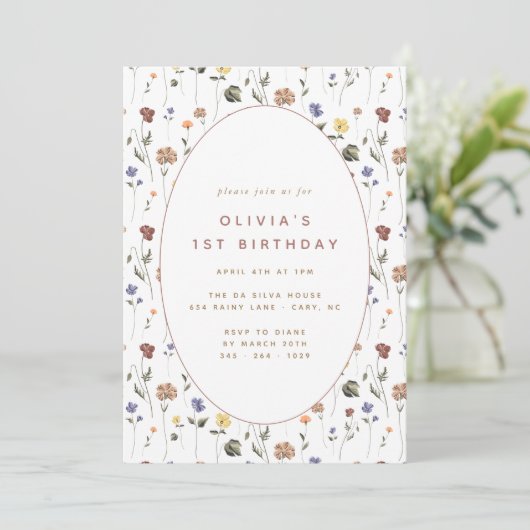 Boho Floral Fleur sauvage | Invitation (Debout devant)