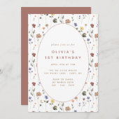 Boho Floral Fleur sauvage | Invitation (Devant / Derrière)