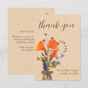 Boho Floral Fleur sauvage Mariage Merci Cartes