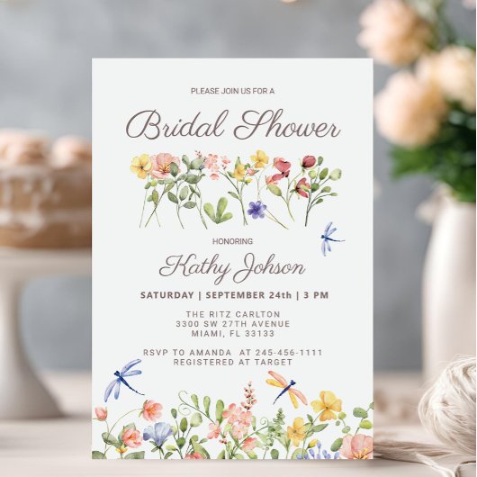 Boho Floral Fleur sauvage nuptiale Invitation