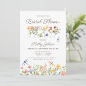 Boho Floral Fleur sauvage nuptiale Invitation (Debout devant)