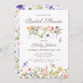 Boho Floral Fleur sauvage nuptiale Invitation (Devant / Derrière)