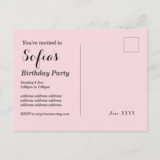 boho floral, flower jarig Briefkaart uitnodiging (Achterkant)