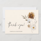 Boho Floral Foto Bruiloft Dank u kaart (Voorkant)