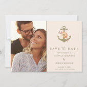Boho Floral Foto Bruiloft Save the Date Aankondiging (Voorkant)