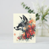 Boho Floral Fox Wildlife Nature Feestdagenkaart (Staand voorkant)