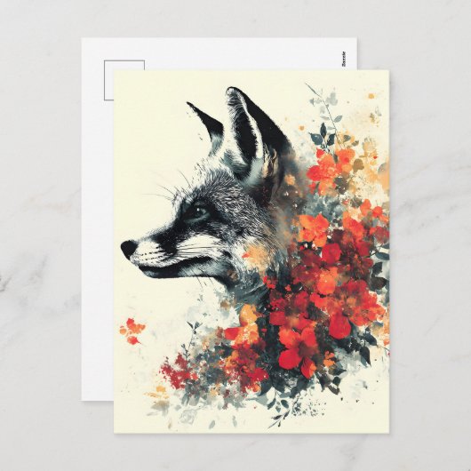 Boho Floral Fox Wildlife Nature Feestdagenkaart (Voorkant / Achterkant)