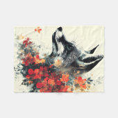 Boho Floral Fox Wildlife Natuur Fleece Deken (Voorkant (Horizontaal))