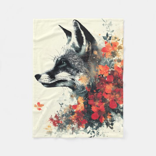 Boho Floral Fox Wildlife Natuur Fleece Deken (Voorkant)