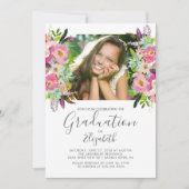 Boho Floral Frame Photo Graduation Invitation (Devant)