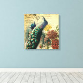 boho floral frans moderne  pauw canvas afdruk (Insitu (Houten vloer))