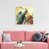 boho floral frans moderne  pauw canvas afdruk (Insitu (Woonkamer))