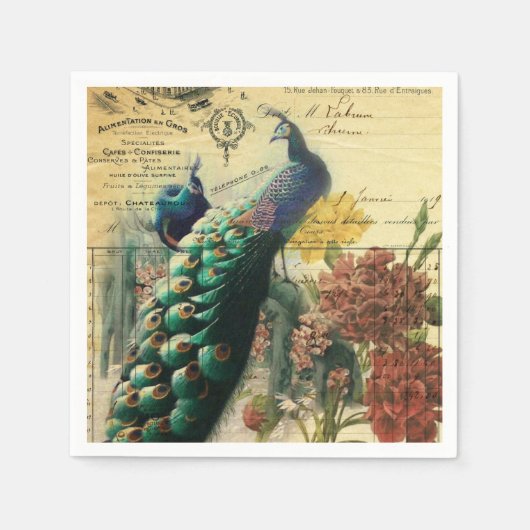 boho floral frans moderne pauw servetten (Voorkant)