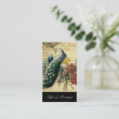 boho floral frans moderne  pauw visitekaartje (Staand voorkant)
