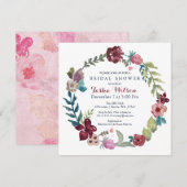 Boho Floral Garden Bridal Shower Invitations Kaart (Voorkant / Achterkant)
