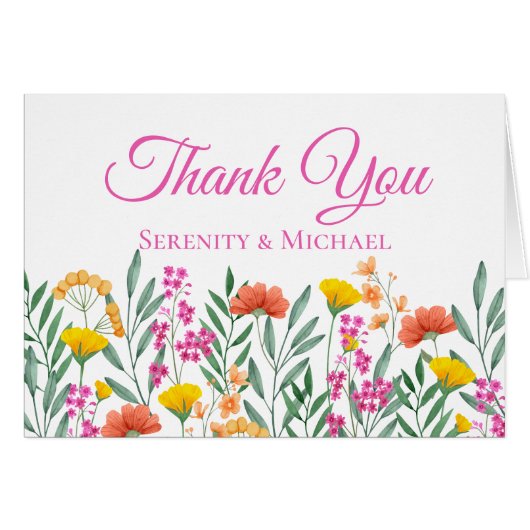 Boho Floral Garden Fleurs sauvages Mariage Merci (Devant Horizontal)