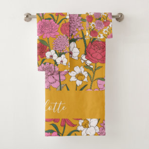 Boho Floral Garden Jaune Nom personnalisé
