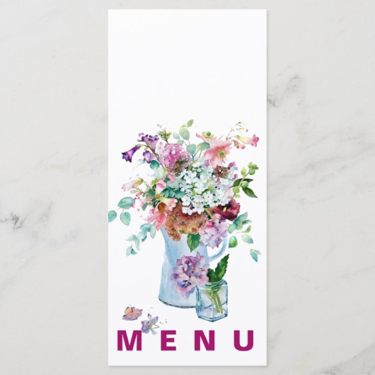 Boho Floral Garden Mariage Réception Dîner Menu (Dos)