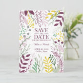 Boho Floral Garden Summer Herfst Cassis MellowYell Save The Date (Staand voorkant)