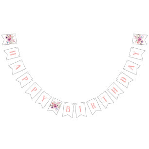 Boho Floral Gelukkige Verjaardag Vlaggetjes