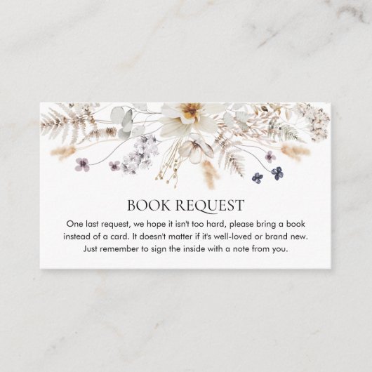 Boho Floral Gender Neutral Book Request Informatiekaartje (Voorkant)