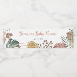 Boho Floral Gender Neutral Shower Waterfles Etiket