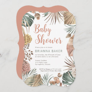 Boho Floral Genre Neutre Baby shower Invitation