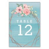 Boho Floral Geometric Aqua Blush Wedding Kaart (Achterkant)