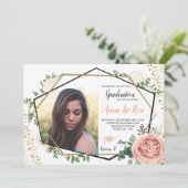 Boho Floral Geometrique Gold Graduation Invitation (Debout devant)